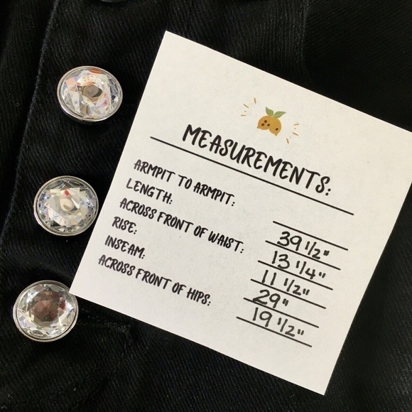 NWT!! WEWOREWHAT Danielle Black Crystal Button Straight Leg Jeans Cotton Size 26 - Picture 15 of 16